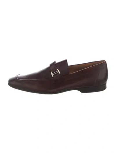 Pre-owned Magnanni Leather Dress Loafers In Burgundy