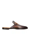 Magnanni Leather Horsebit Mules In Brown