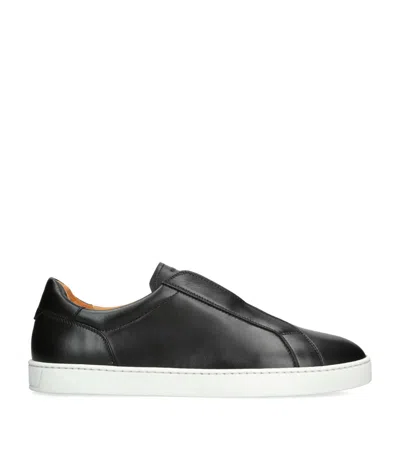 Magnanni Costa Slip-on Leather Sneakers In Black