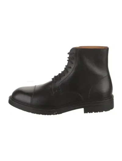 Pre-owned Magnanni Leather Lace-up Boots In Black