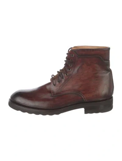 Pre-owned Magnanni Leather Lace-up Boots In Brown
