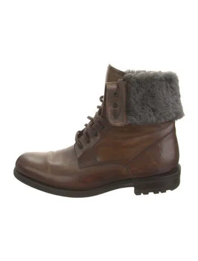 Pre-owned Magnanni Leather Lace-up Boots In Brown