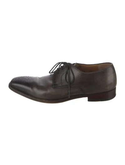 Pre-owned Magnanni Leather Lasercut Accents Brogues In Black