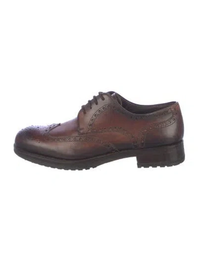 Pre-owned Magnanni Leather Lasercut Accents Brogues In Brown