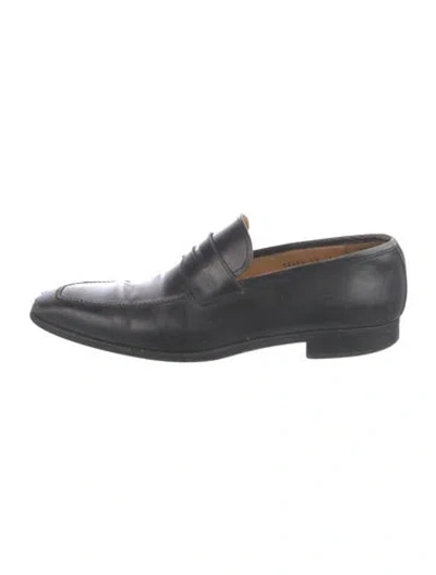 Pre-owned Magnanni Leather Loafers In Black