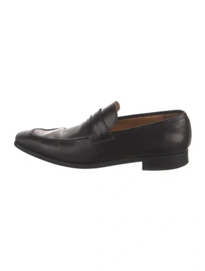 Pre-owned Magnanni Leather Loafers In Black