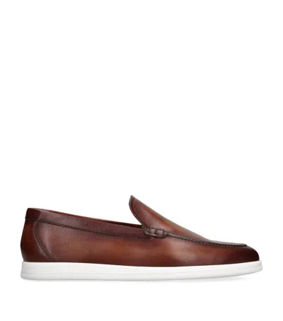 Magnanni Leather Slip-on Loafers In Brown