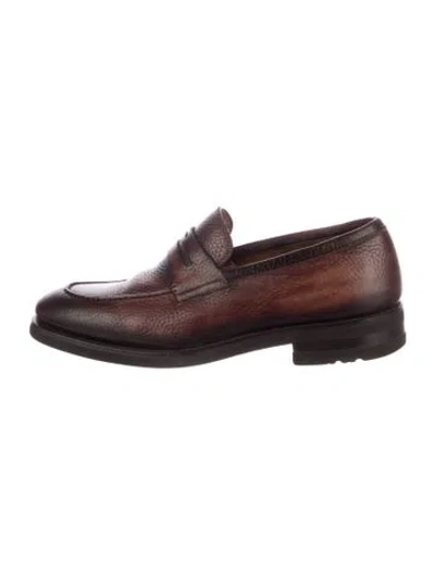 Pre-owned Magnanni Leather Loafers In Brown