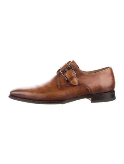 Pre-owned Magnanni Leather Monk Straps In Brown