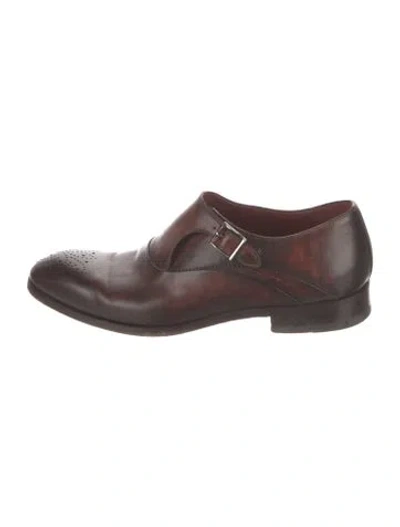 Pre-owned Magnanni Leather Monk Straps In Brown