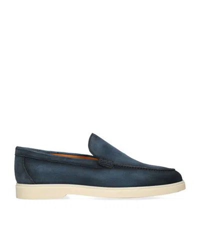 Magnanni Mens Navy Paraiso Slip-on Suede Loafers