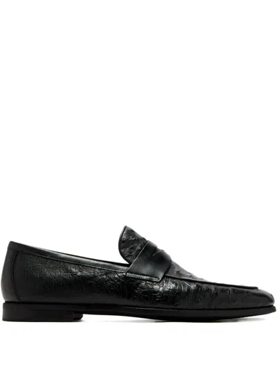Magnanni Leather Penny Loafers In Black