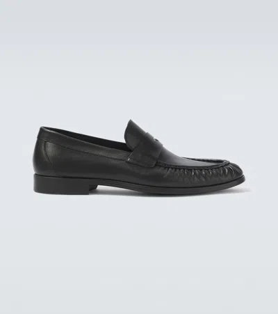 Magnanni Leather Penny Loafers In Black