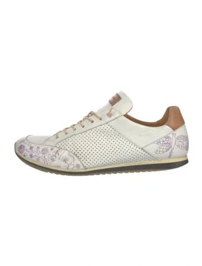 Pre-owned Magnanni Leather Printed Athletic Sneakers In White