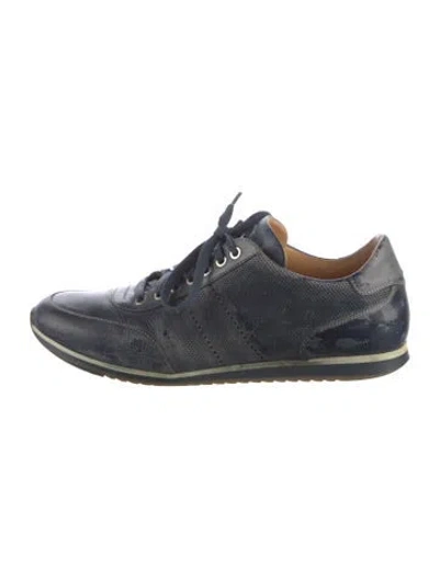 Pre-owned Magnanni Leather Printed Sneakers In Blue