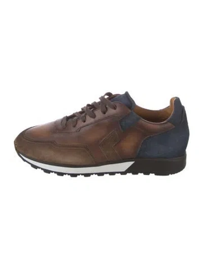 Pre-owned Magnanni Leather Printed Sneakers In Brown