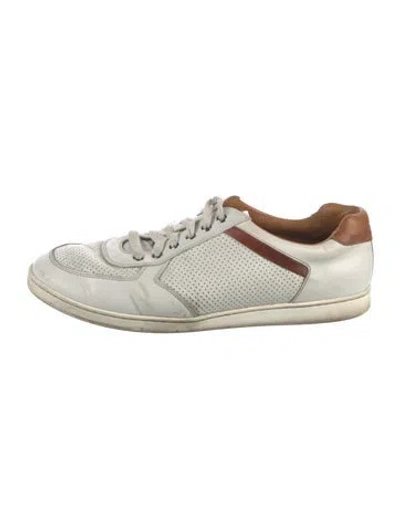 Pre-owned Magnanni Leather Printed Sneakers In White