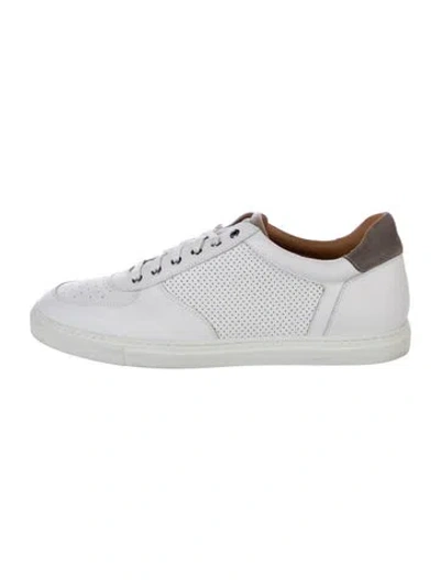 Pre-owned Magnanni Leather Printed Sneakers In White