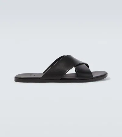 Magnanni Leather Slides In Black