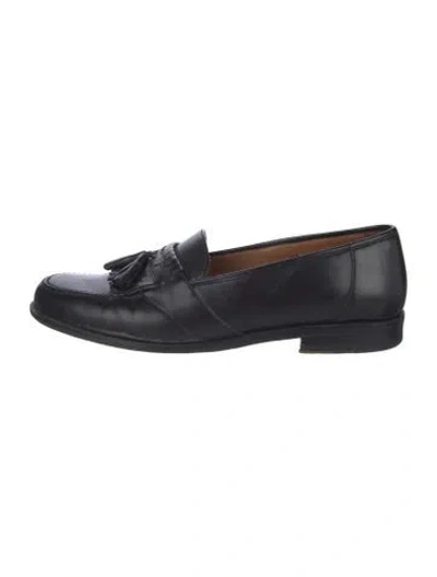 Pre-owned Magnanni Leather Tassel Accents Dress Loafers In Black