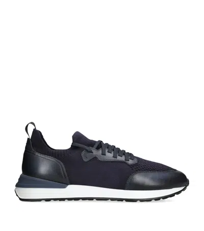 Magnanni Leather-trim Grafton Sneakers In Navy