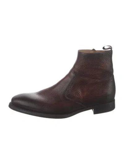 Pre-owned Magnanni Leather Western Boots In Brown