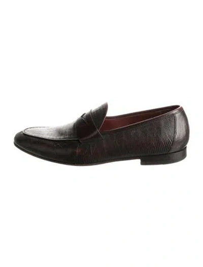 Pre-owned Magnanni Lizard Monk Straps In Brown