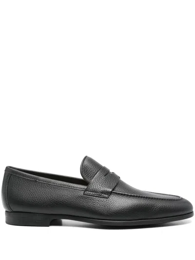 Magnanni Leather Penny Loafers In Black