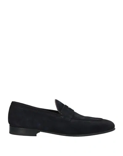 Magnanni Mens Navy Diezma Suede Penny Loafers In Blue