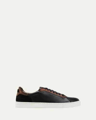 Magnanni Men's Amadeo Bicolor Leather Low-top Sneakers In Black