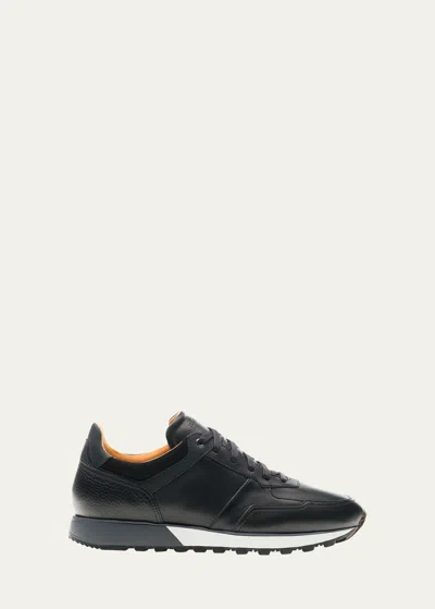 Magnanni Men's Arco Mix-leather Trainer Sneakers In Black