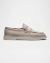 Magnanni Men's Bandera Suede Rubber-sole Penny Loafers In Bone Suede