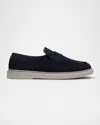 Magnanni Men's Bandera Suede Rubber-sole Penny Loafers In Navy Suede