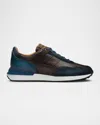 Magnanni Men's Bravo Leather And Suede Runner Sneakers In Navy