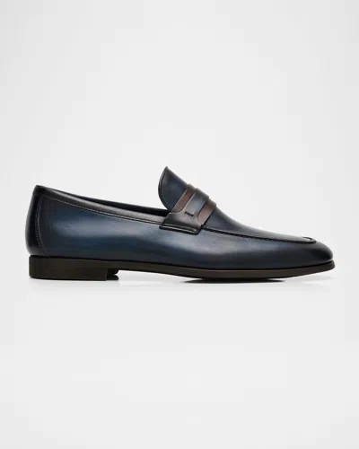 Magnanni Men's Daniel Flex Two-tone Leather Penny Loafers In Blue