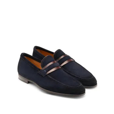 Magnanni Men's Daniel Penny Loafer In Navy Mid-brown