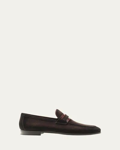 Magnanni Men's Daniel Suede Penny Loafers In Brown