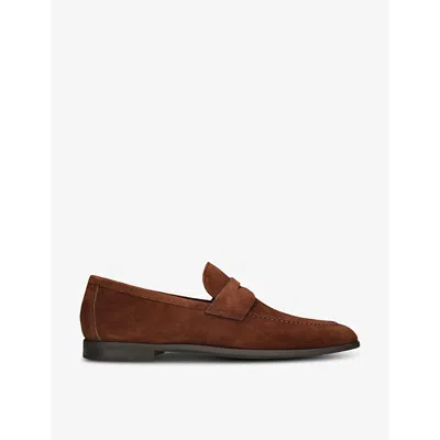 Magnanni Suede Aston Loafers In Dark Brown