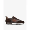 MAGNANNI MAGNANNI MENS DARK BROWN MURGON MICA NO-LACE LEATHER LOW-TOP TRAINERS