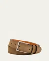 Magnanni Men's Eastwood Textured Suede Leather Belt, Taupe In Brown