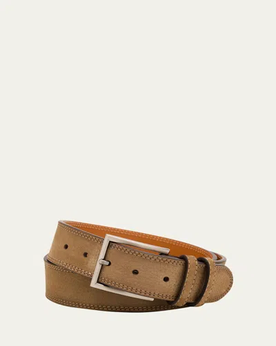 Magnanni Men's Eastwood Textured Suede Leather Belt, Taupe In Brown