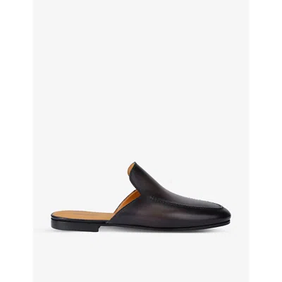 Magnanni Leather Suela Mules In Dark Brown
