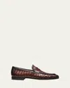 Magnanni Men's Hyde Woven Leather Penny Loafers In Brown