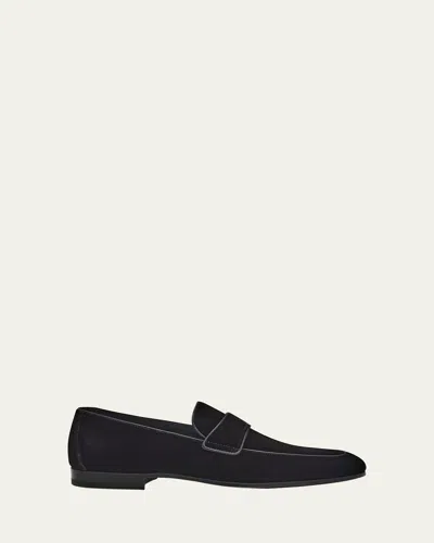 Magnanni Men's Jasper Ii Velvet Keeper Loafers In Black
