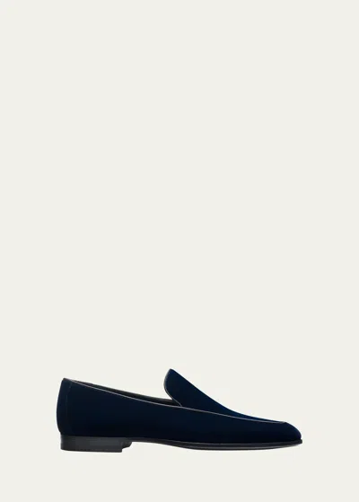 Magnanni Men's Jaxon Velvet Loafers In Navy