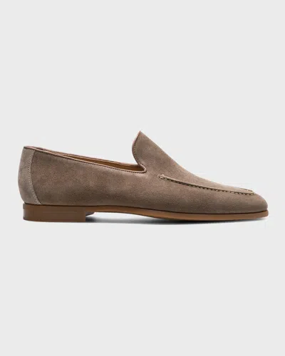 Magnanni Men's Lecera Almond-toe Suede Loafers In Torba