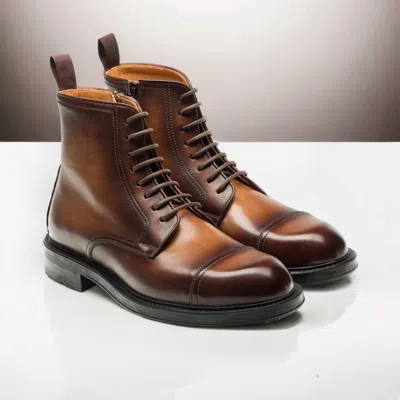 Magnanni Men's Lerato Leather Derby Boots In Mid-brown In Multi