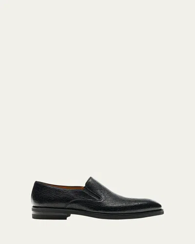 Magnanni Men's Lima Peccary Leather Loafers In Black