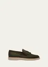 Magnanni Men's Lourenco Knot Suede Boat Shoes In Hunter Green