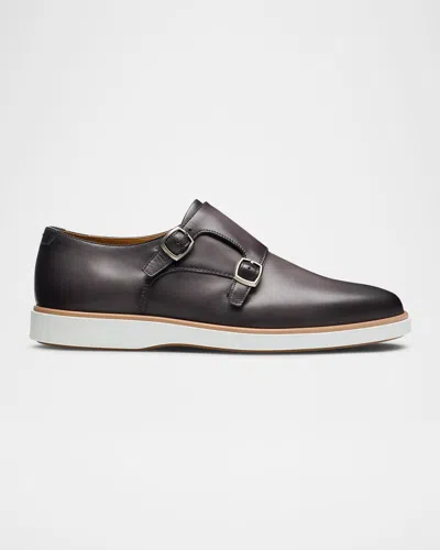 Magnanni Men's Lucca Double-monk Strap Loafers In Grey